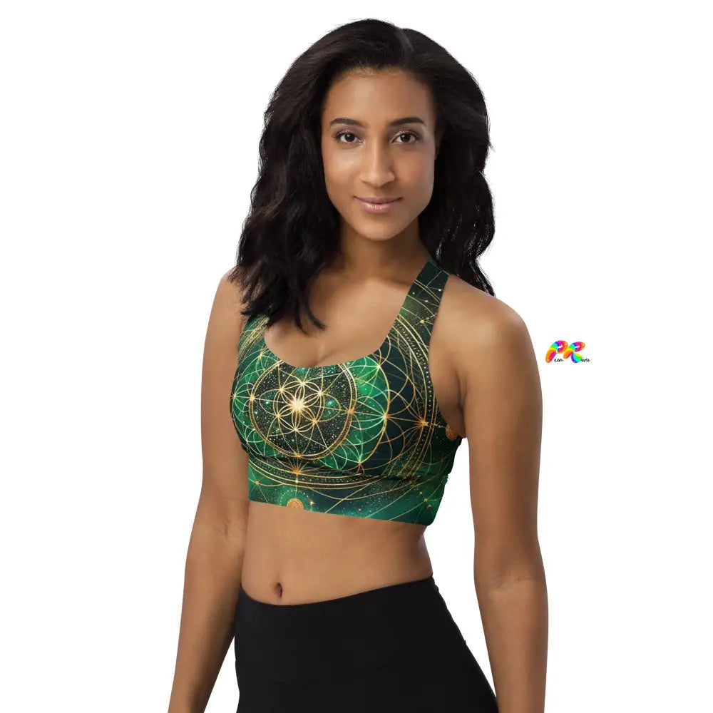 Emerald Cosmos Rave Longline Sports Bra