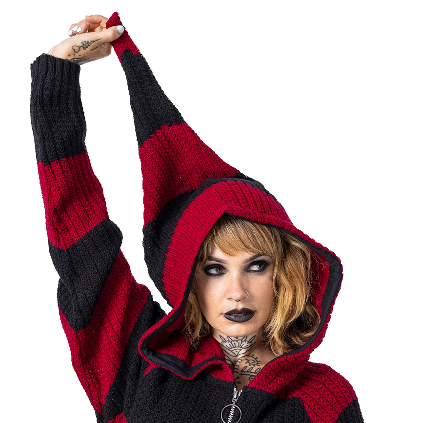 ESTHER CARDIGAN - BLACK/RED