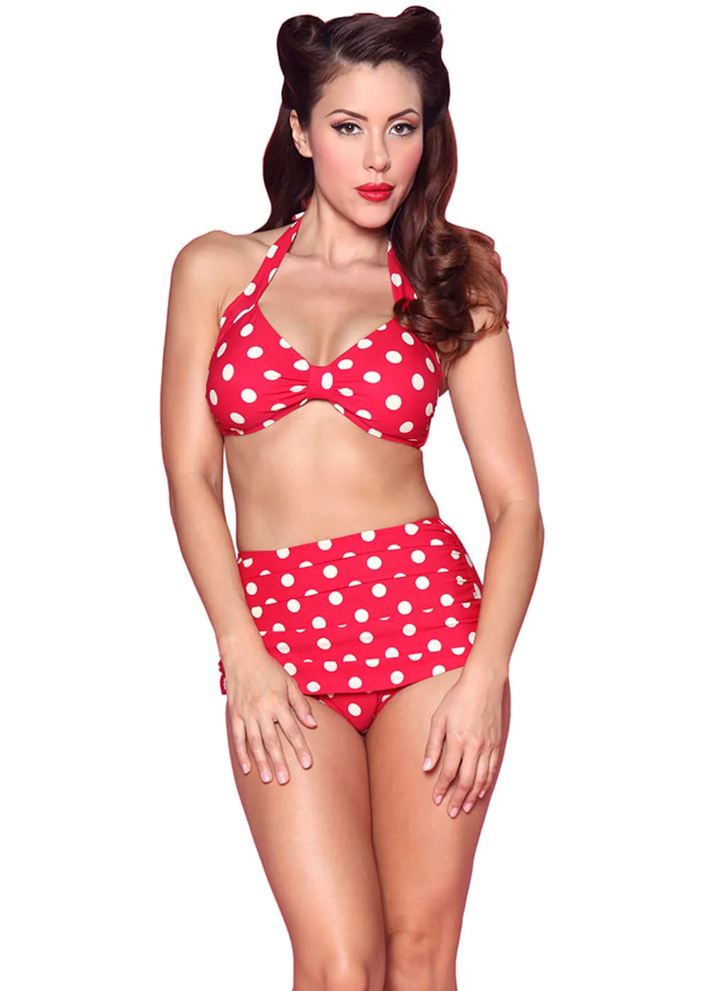 Esther Williams Polkadot Bikini Top Red