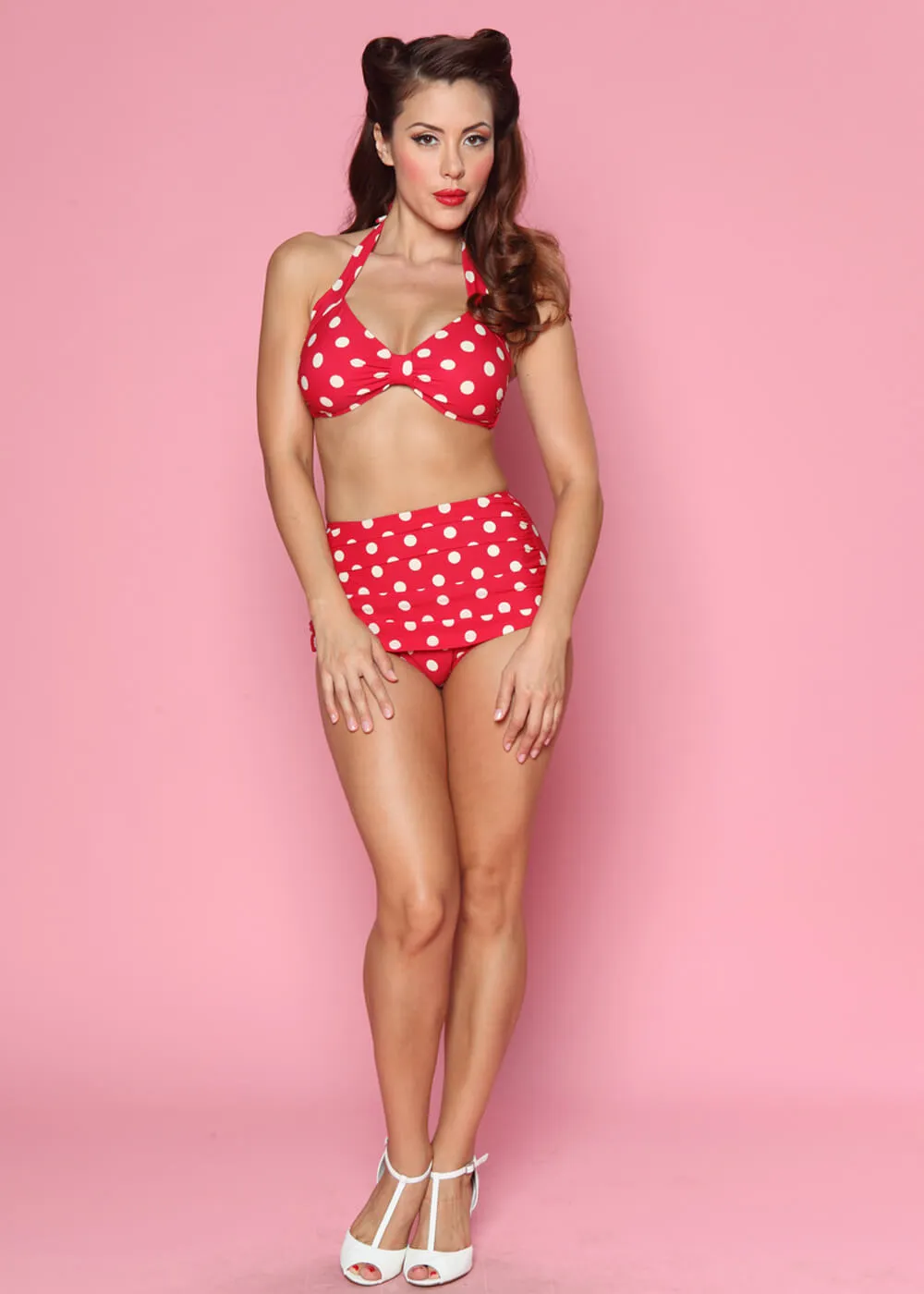 Esther Williams Polkadot Bikini Top Red