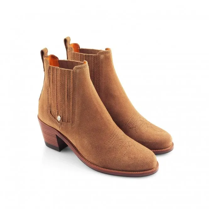 Fairfax & Favor Womens Rockingham Ankle Boot in Tan Suede