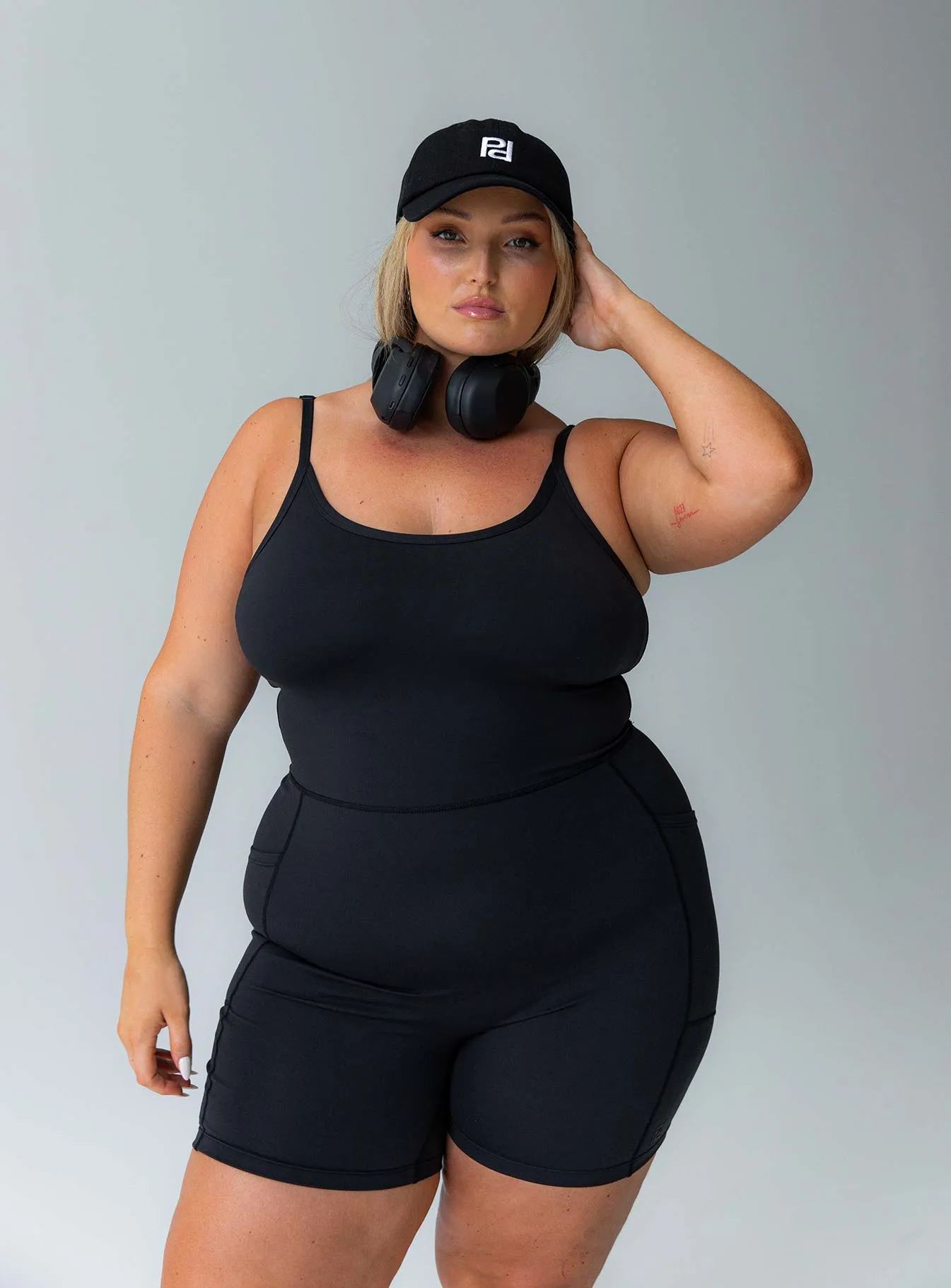 Feel Good Contour Activewear Catsuit Black Curve