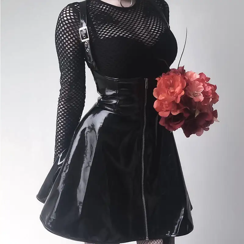 GOTHIC BLACK ZIPPER DRESS BY71119