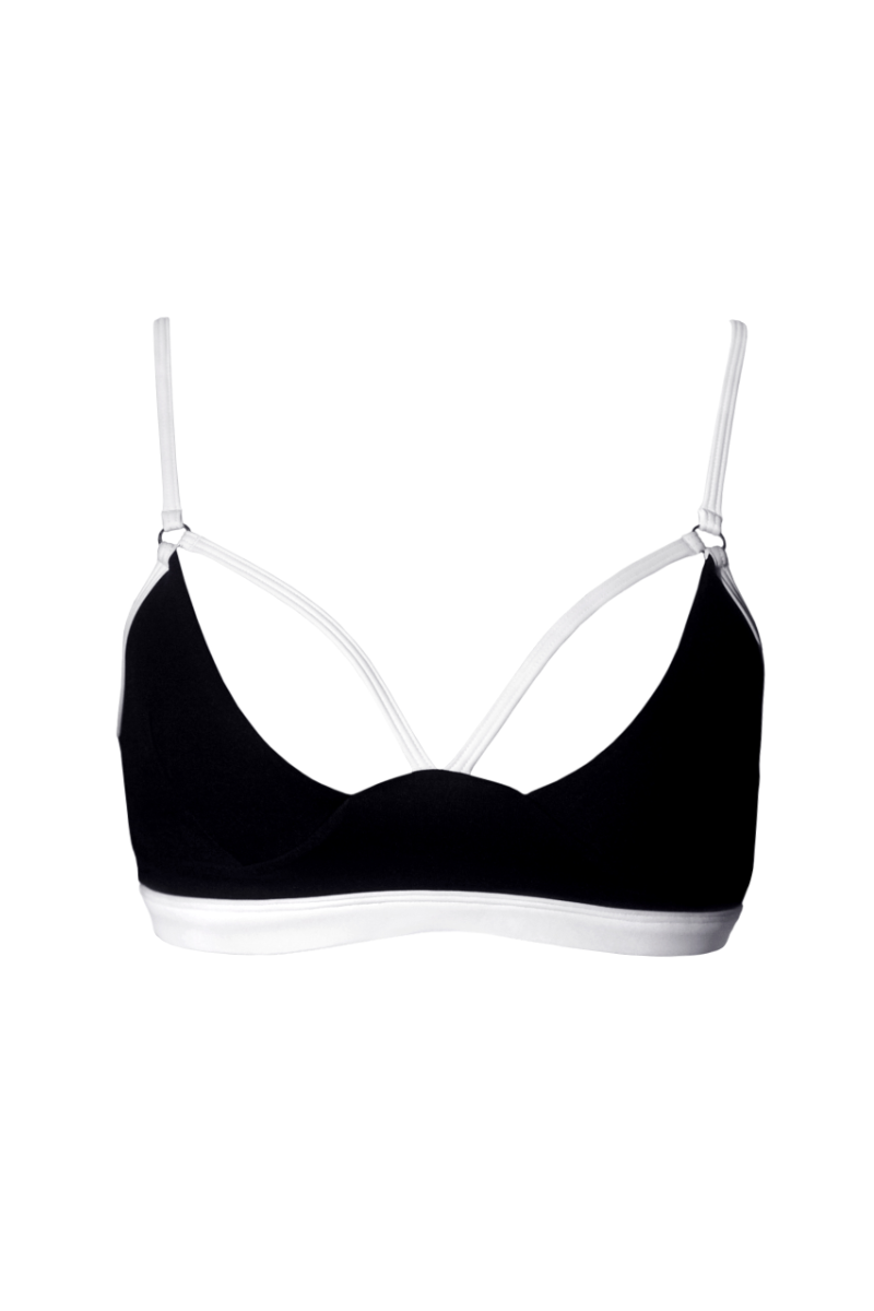 Hamade Activewear Strappy Top - Black/White Binding