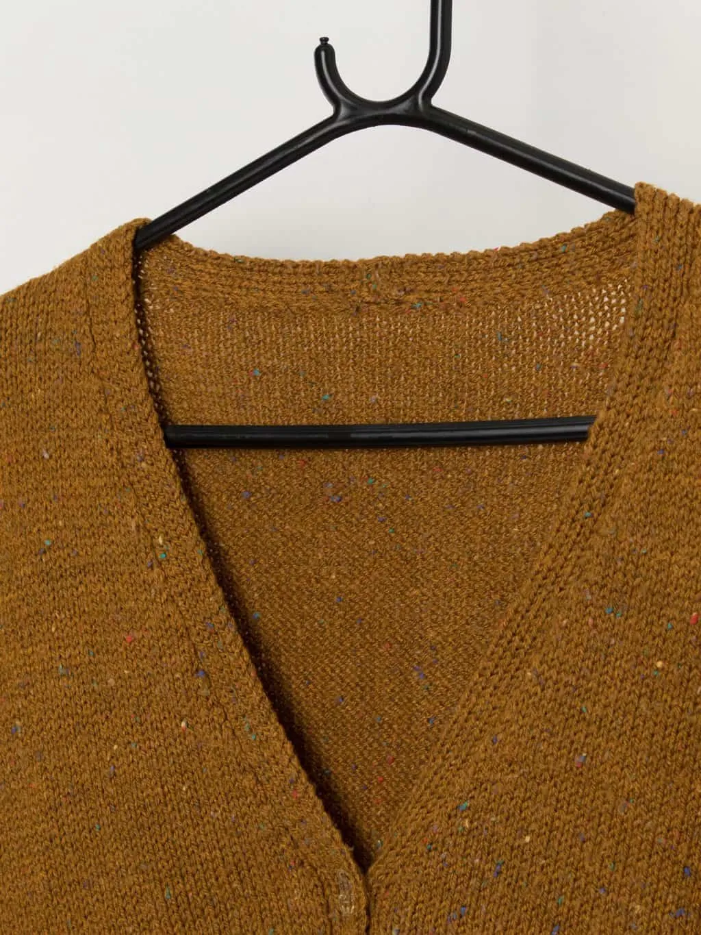 Handknitted vintage autumn cardigan in mustard yellow – Medium / Large