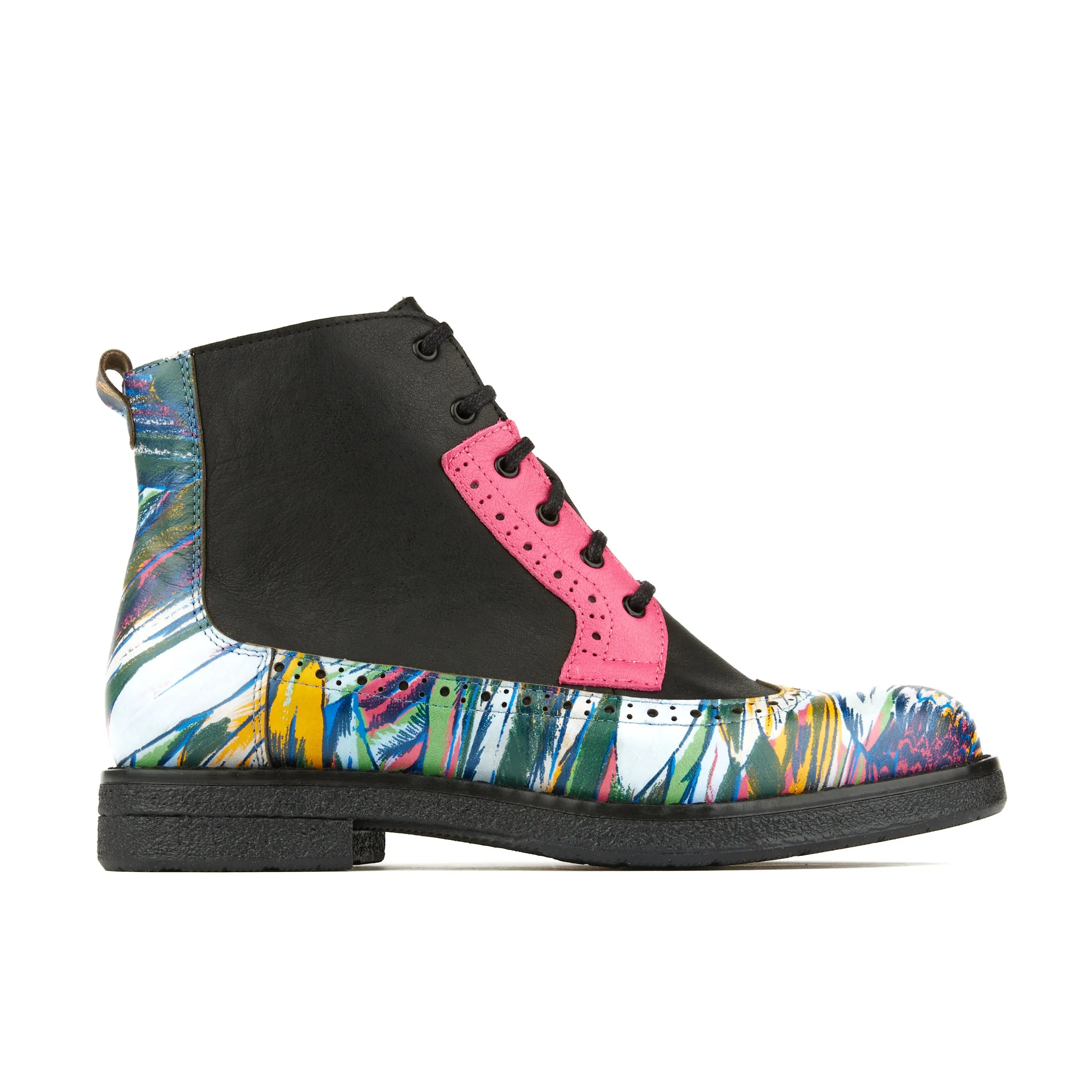 HATTER DARK FLAMINGO - Women's Italian leather ankle boot in vibrant colours