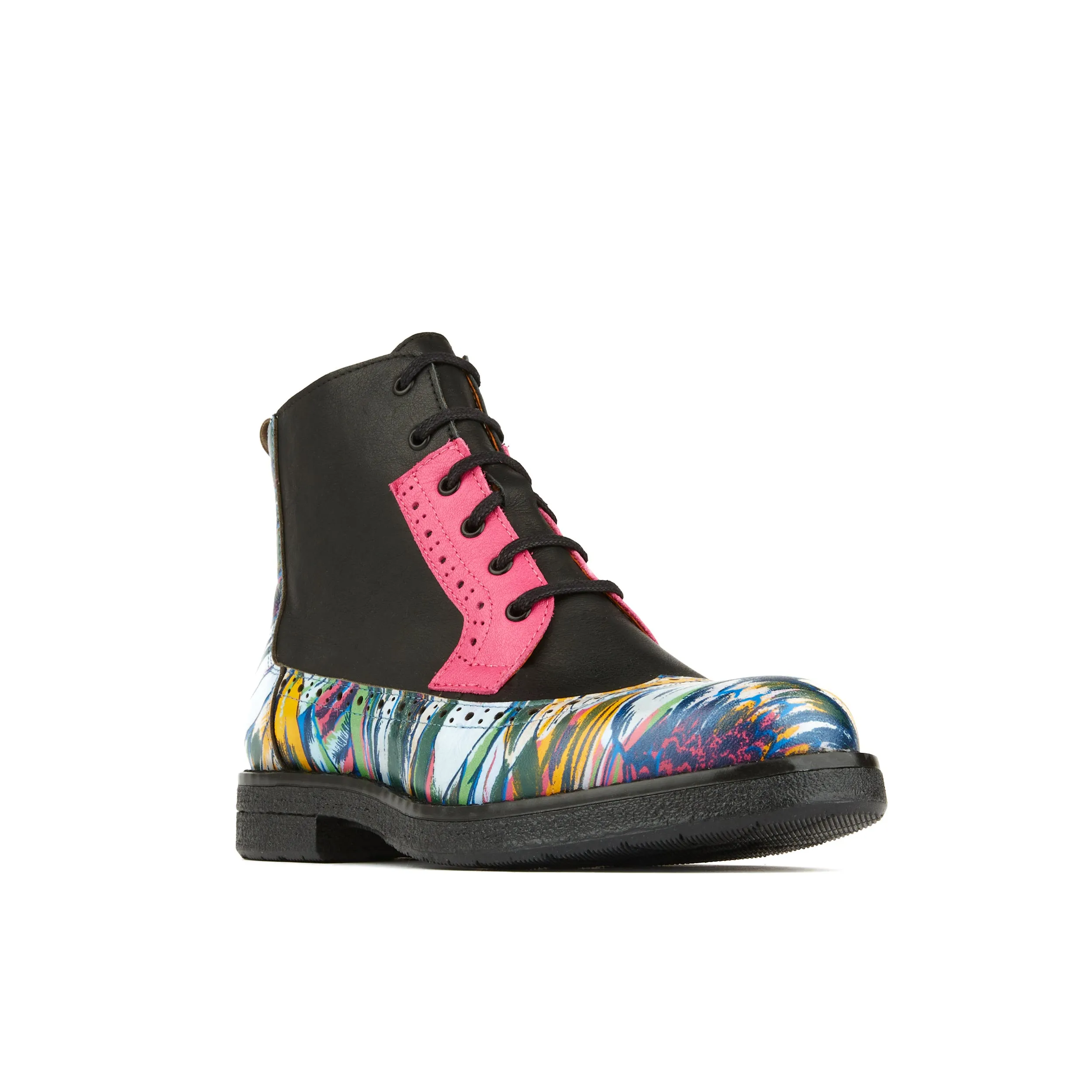 HATTER DARK FLAMINGO - Women's Italian leather ankle boot in vibrant colours