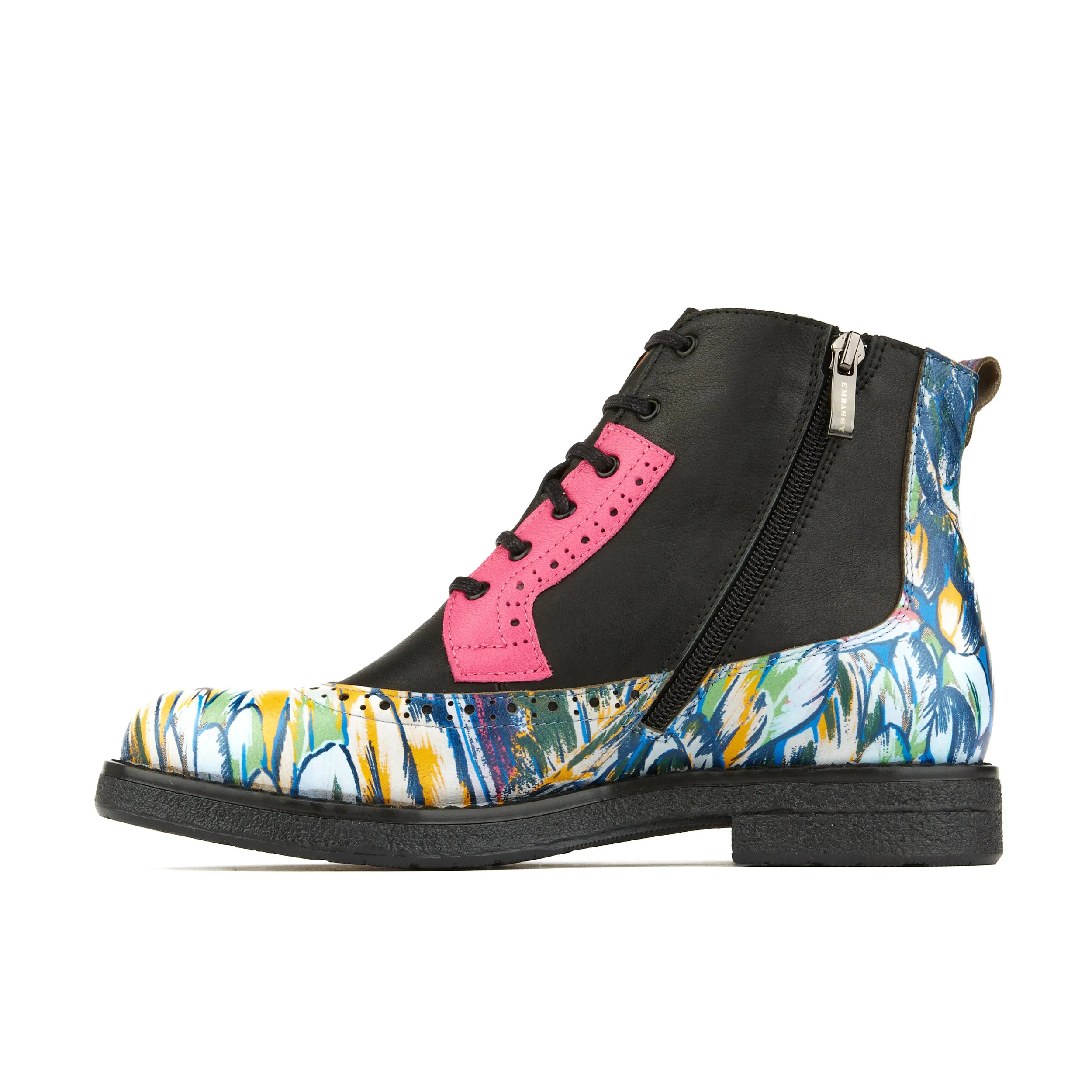 HATTER DARK FLAMINGO - Women's Italian leather ankle boot in vibrant colours