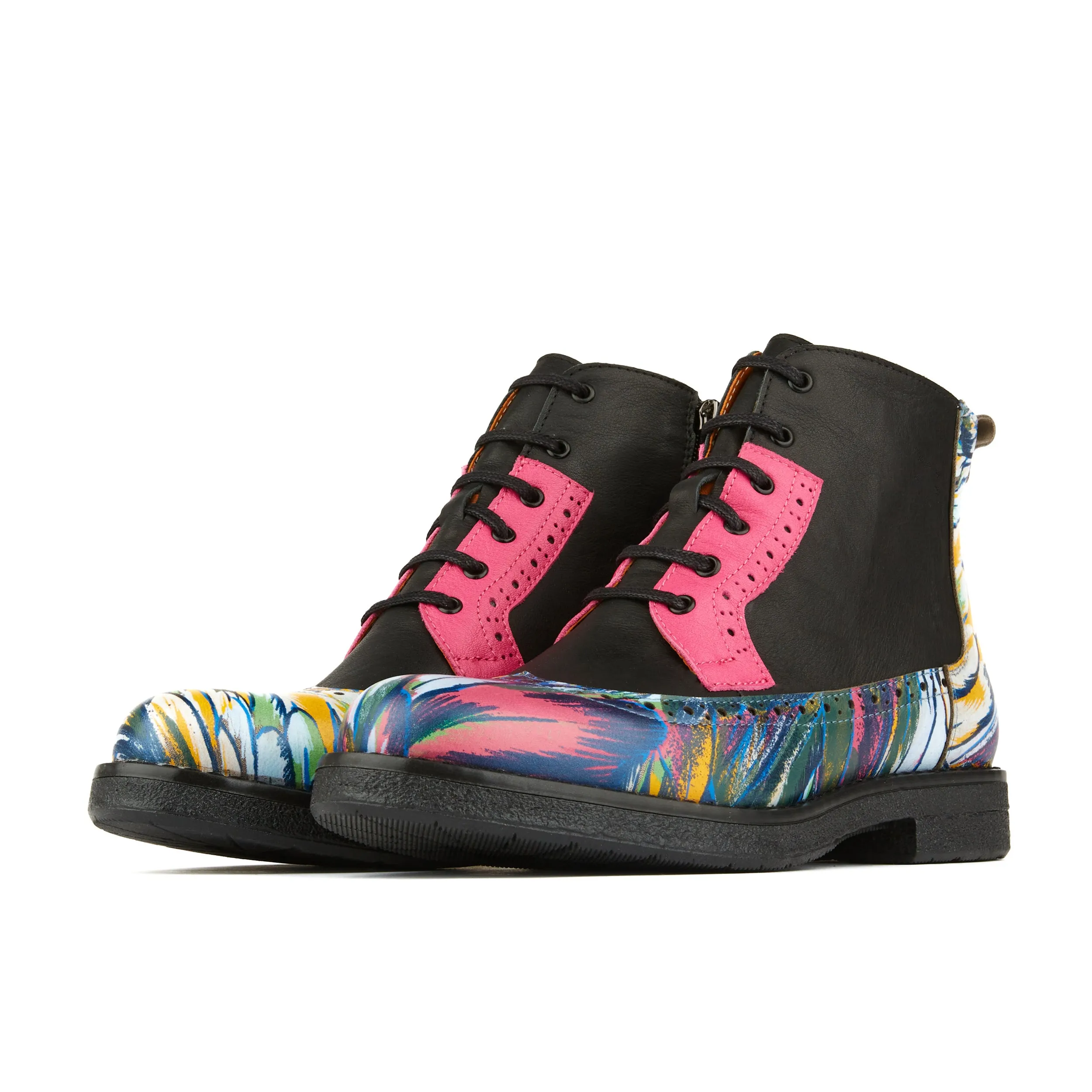 HATTER DARK FLAMINGO - Women's Italian leather ankle boot in vibrant colours