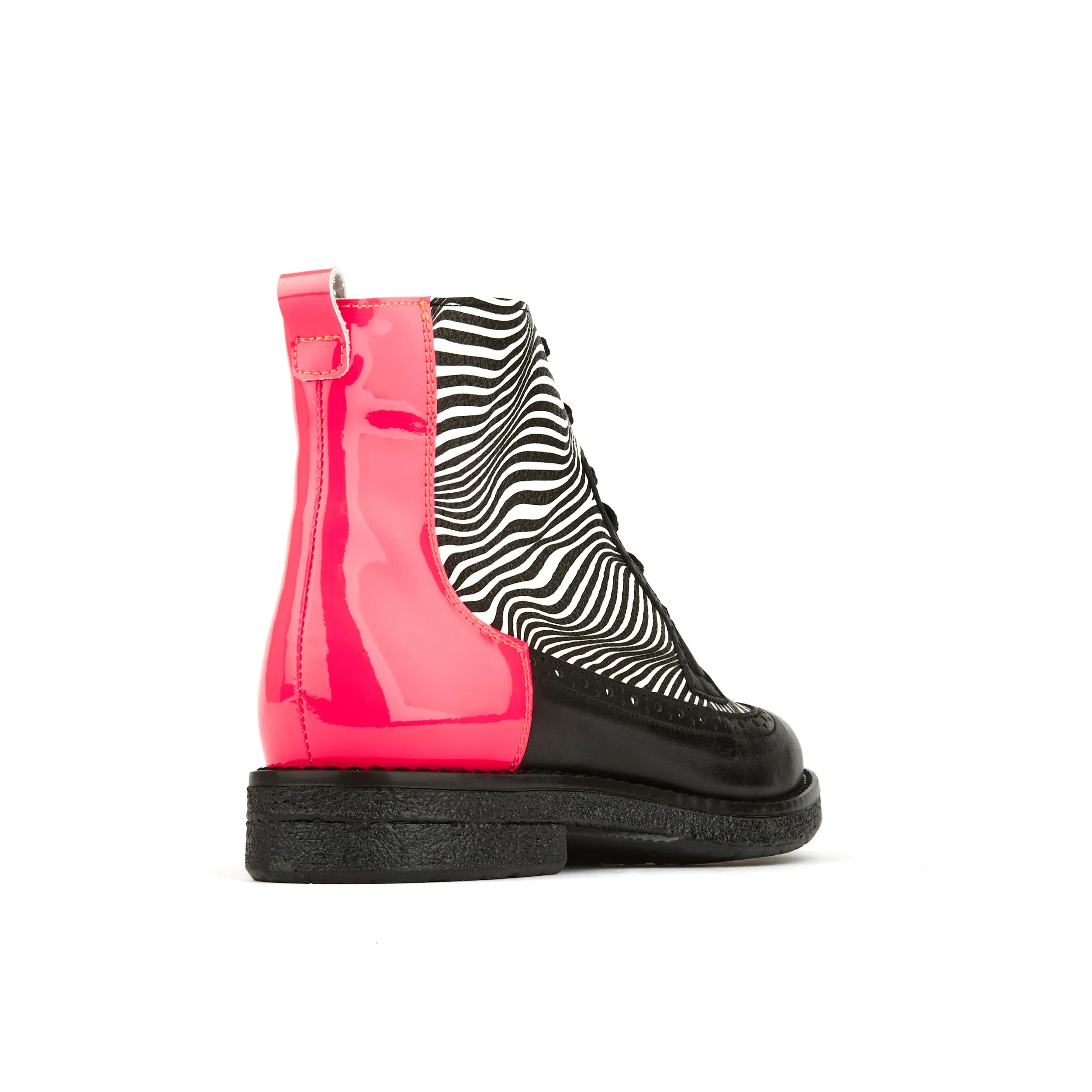 HATTER OPTICAL ZEBRA - Women's Italian leather higher ankle boot with rubber sole