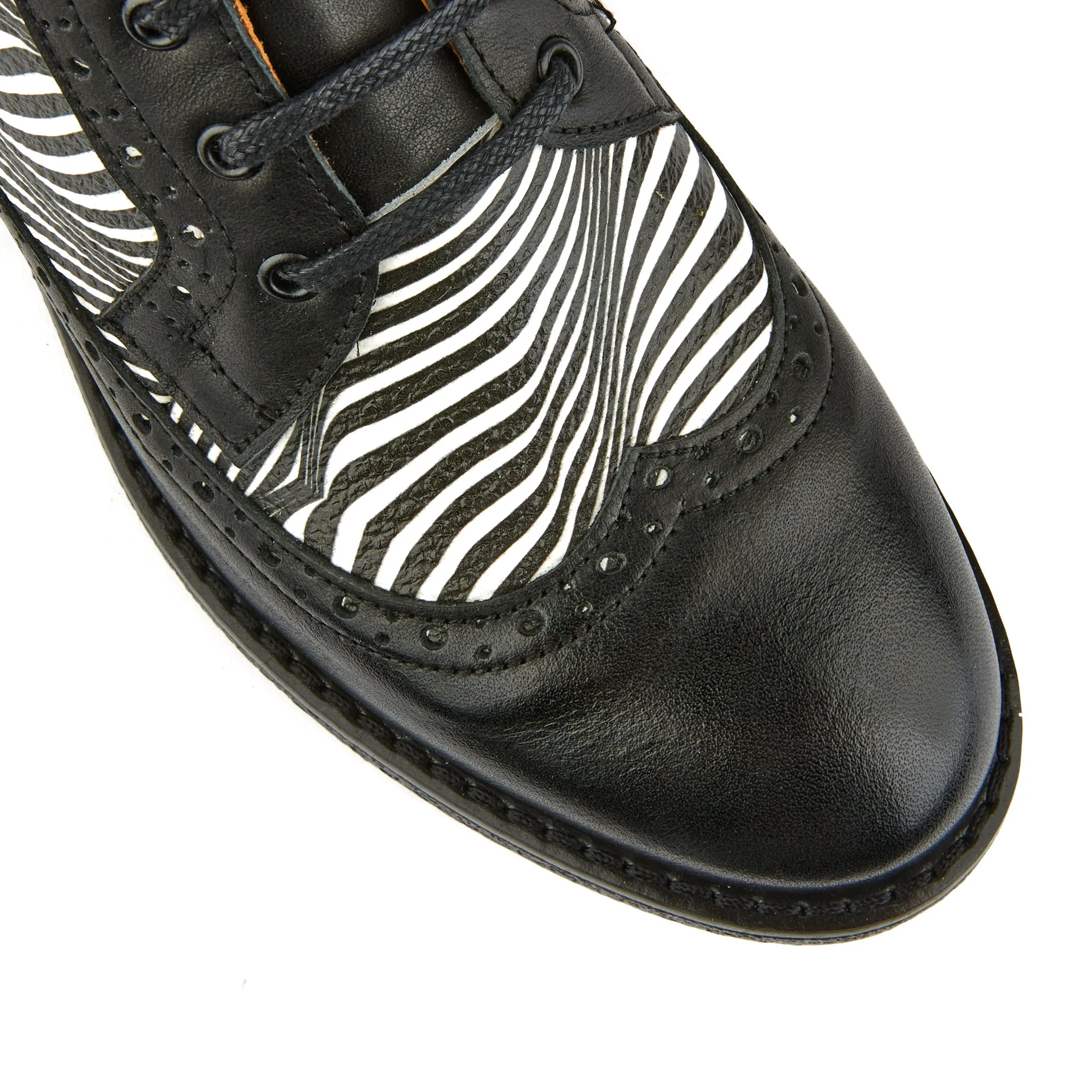 HATTER OPTICAL ZEBRA - Women's Italian leather higher ankle boot with rubber sole