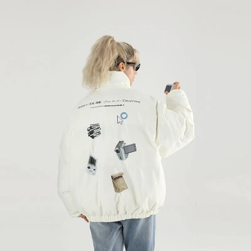 H/C Retro Nostalgia Printed Down Jacket