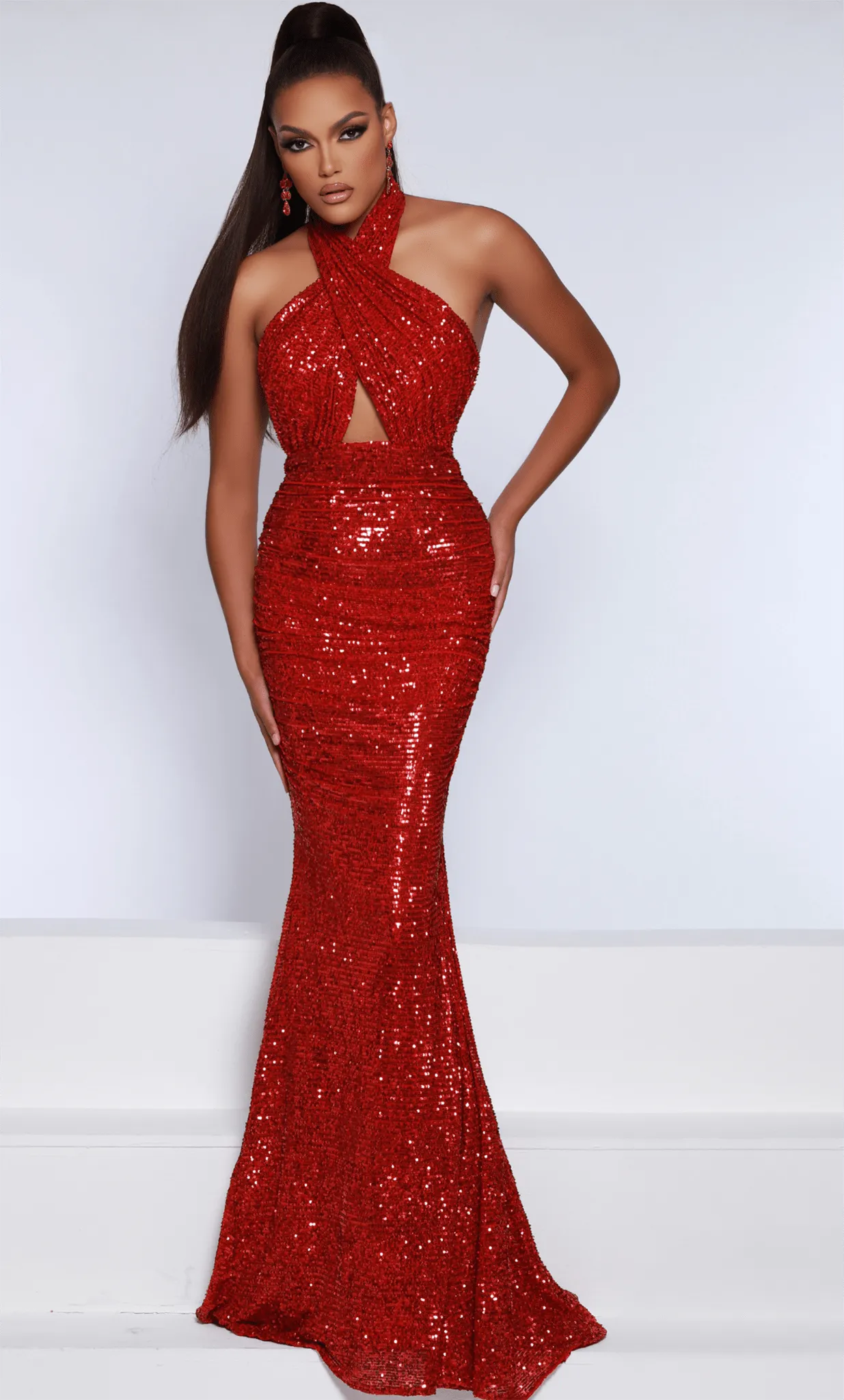 Johnathan Kayne 2702 - Halter Open Back Evening Gown