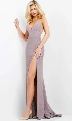 Jovani 02914SC - High Slit Open Back Evening Gown