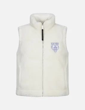 Kamon Heart Appliqué Fashion Fit Reversible Sherpa Down Vest