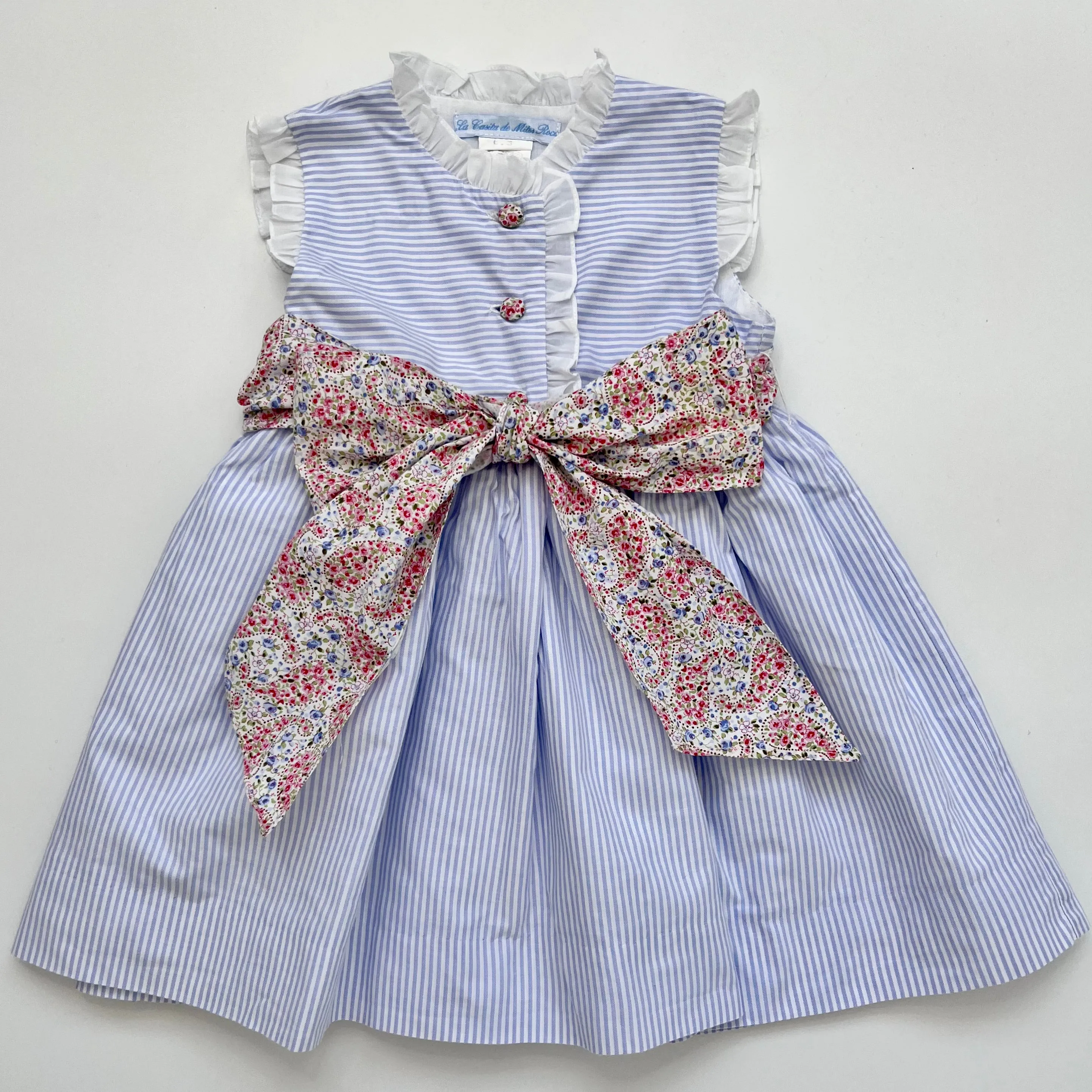 La Casita De Mitos Roca Blue And White Stripe Dress: 3 Years