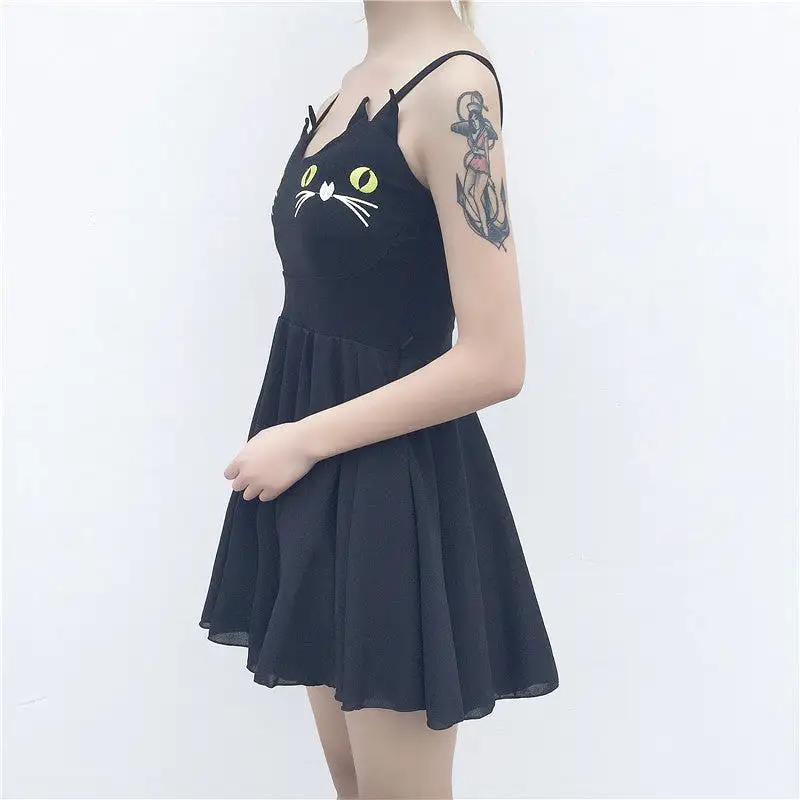 LACE LOOSE TOP+CAT EMBROIDERIED DRESS BY71076