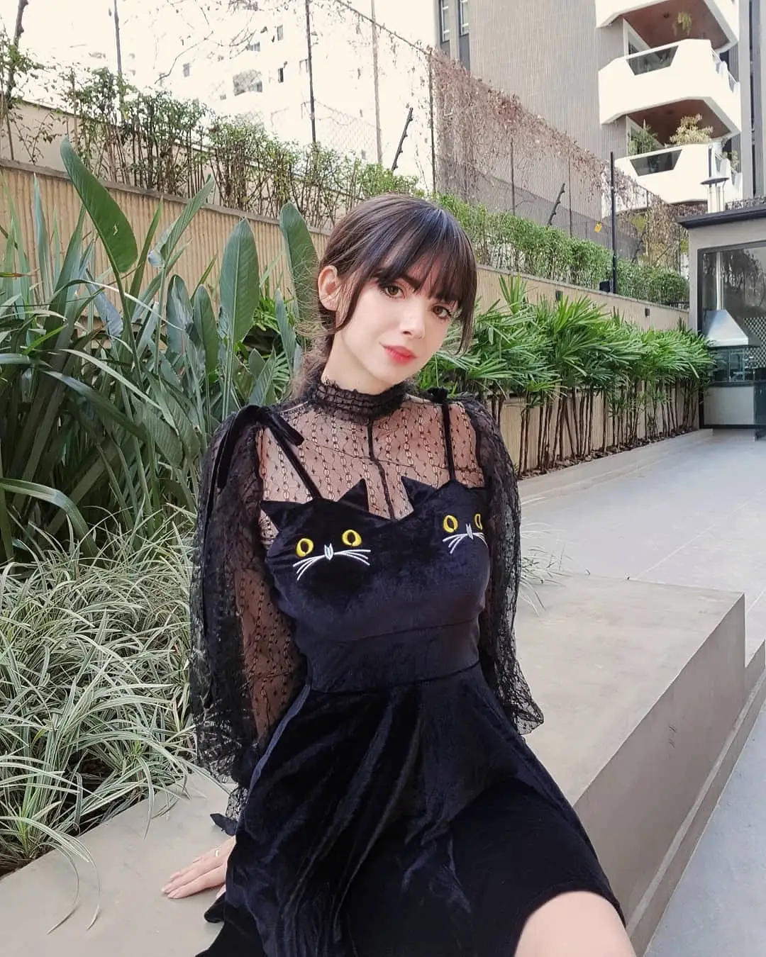 LACE LOOSE TOP+CAT EMBROIDERIED DRESS BY71076