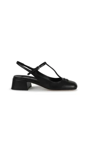 Leather Slingback Pumps - Black