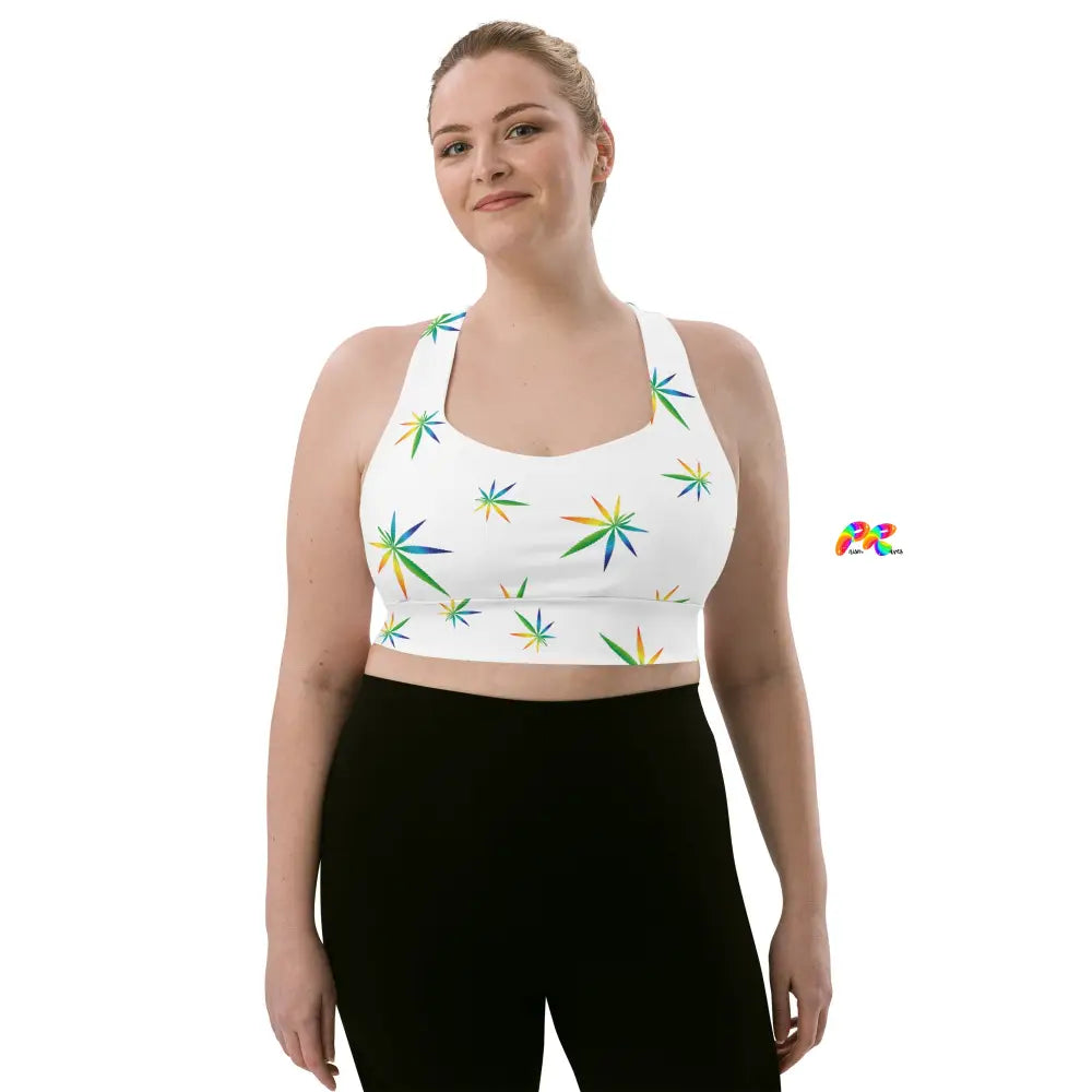 Marijuana Leaves Longline Sports Bra