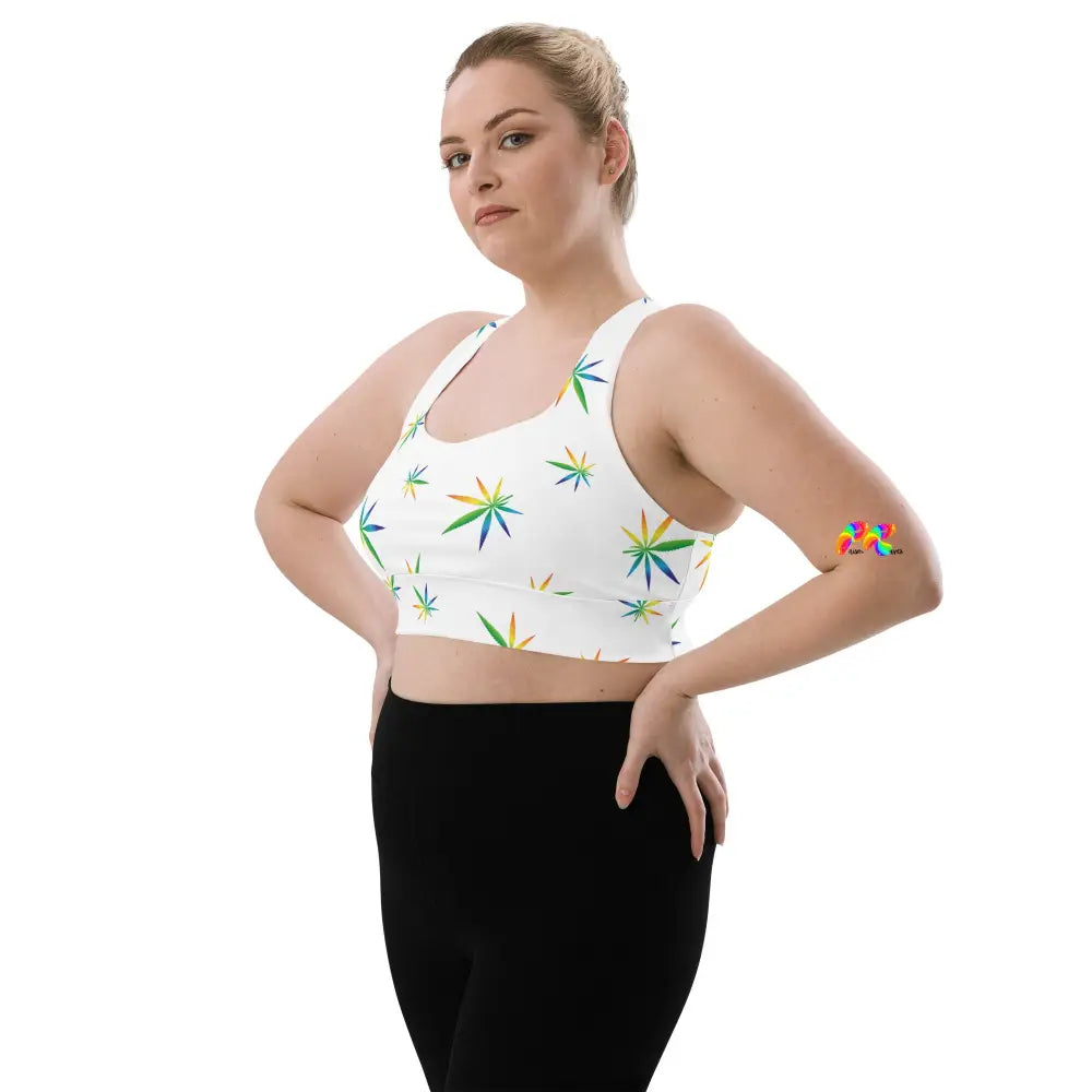 Marijuana Leaves Longline Sports Bra