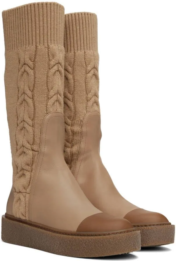 Max Mara Tan Braidy Boots