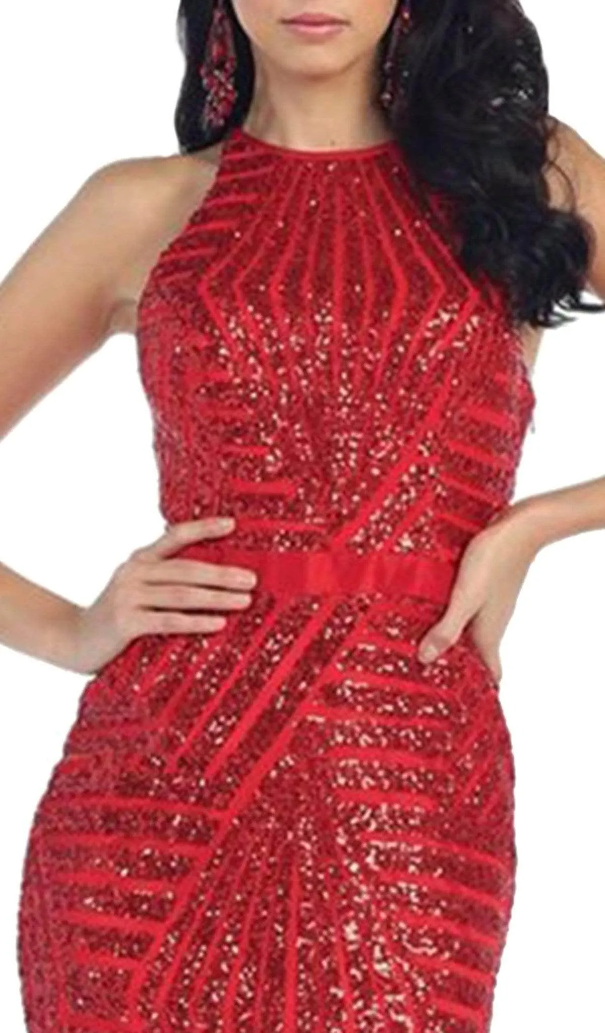 May Queen RQ7238 - Illusion Cutout Back Evening Gown