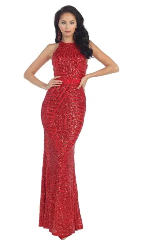 May Queen RQ7238 - Illusion Cutout Back Evening Gown