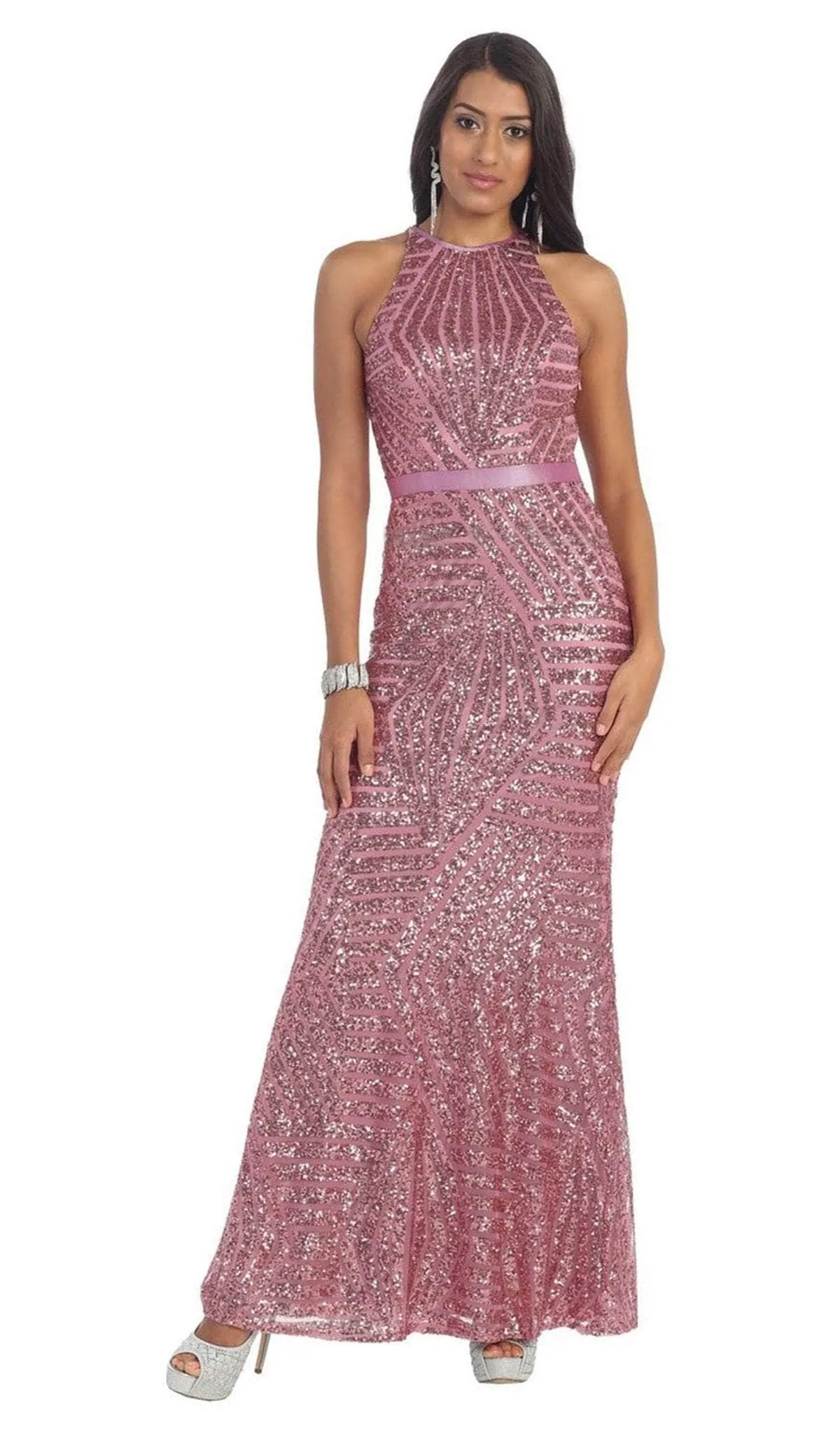 May Queen RQ7238 - Illusion Cutout Back Evening Gown