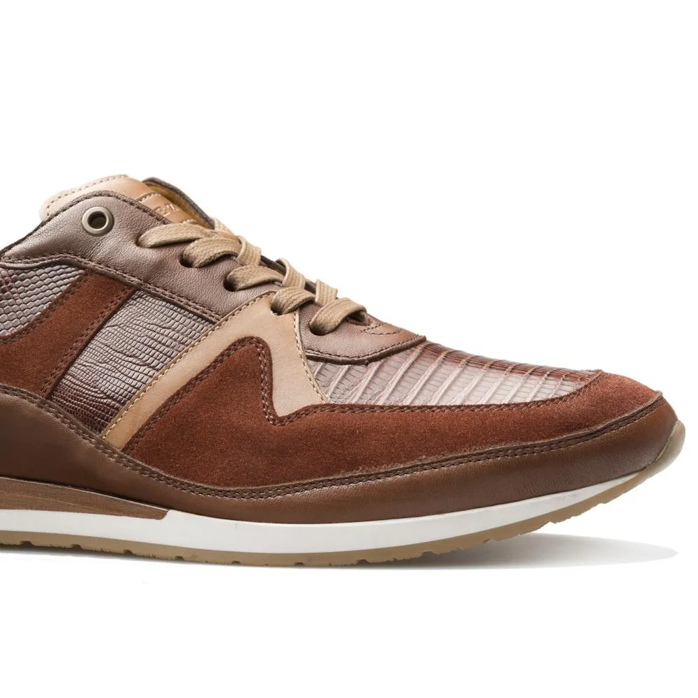 Mezlan 4766-L A802 Men's Shoes Brown Genuine Lizard / Suede / Calf-Skin Leather Sneaker (MZ3314)