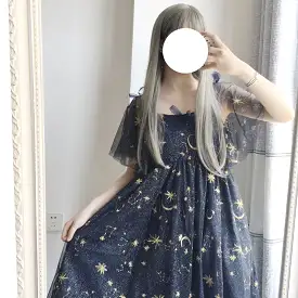 MOON EMBROIDERY BOW DRESS BY71114