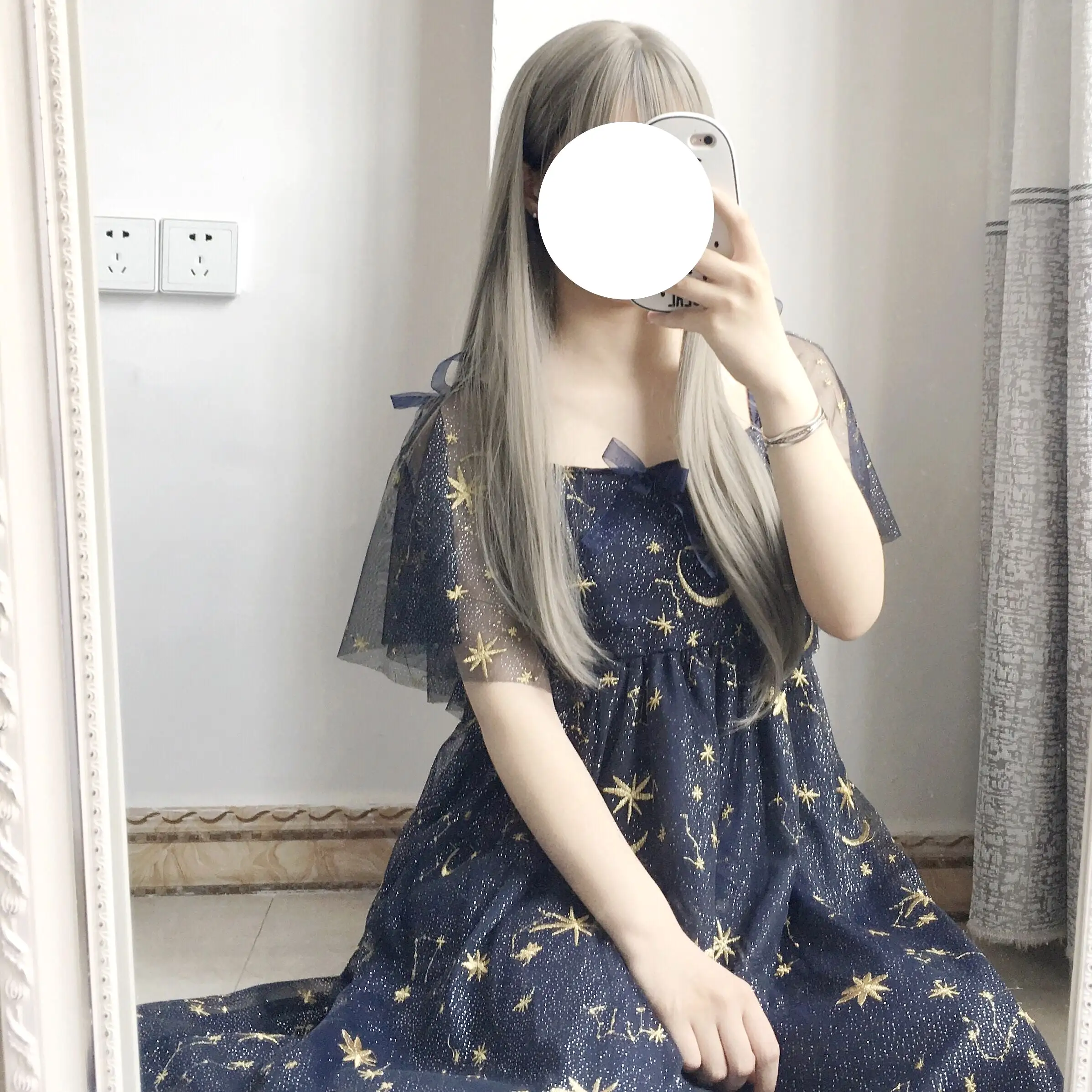 MOON EMBROIDERY BOW DRESS BY71114