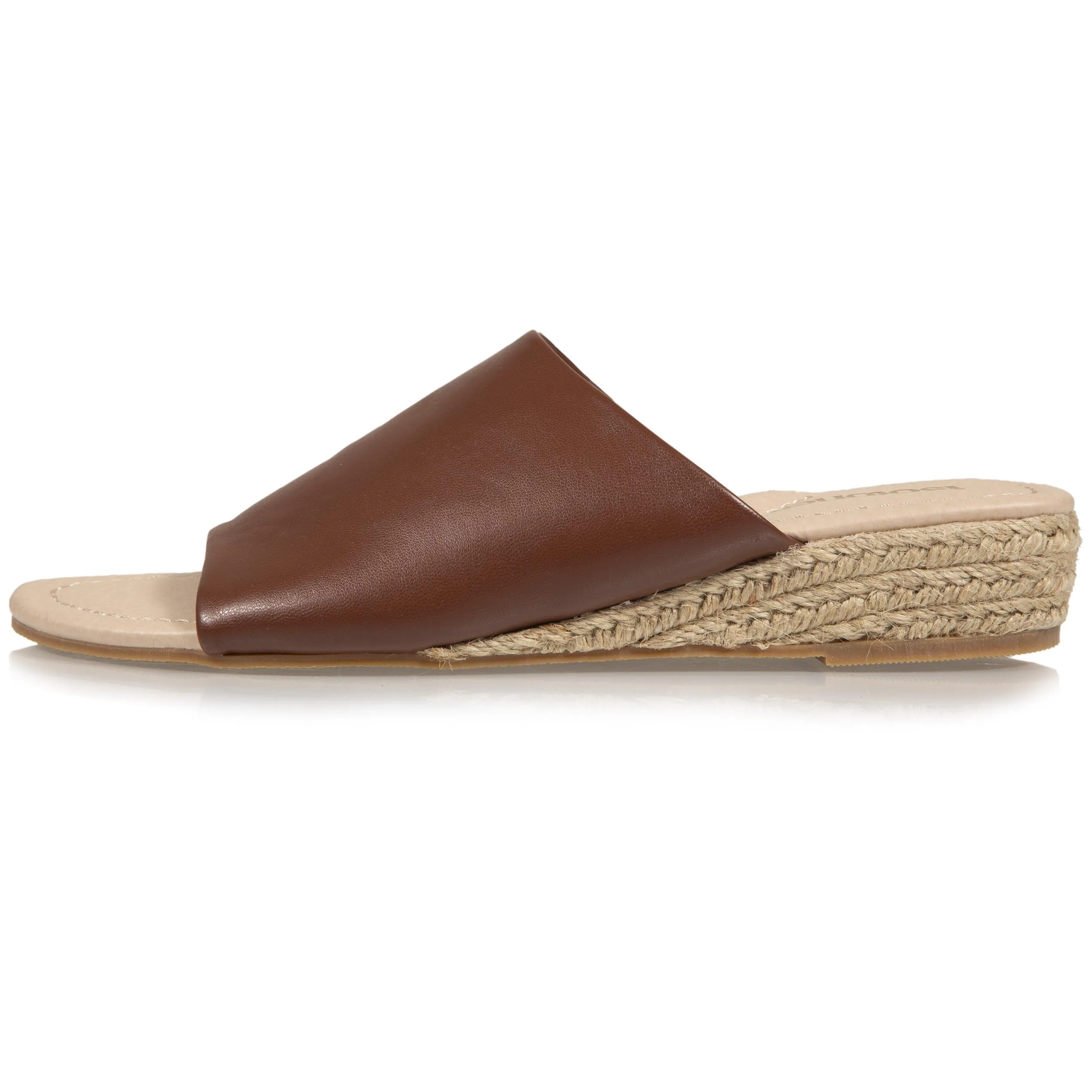 Mules Femme talon bandeau Cognac