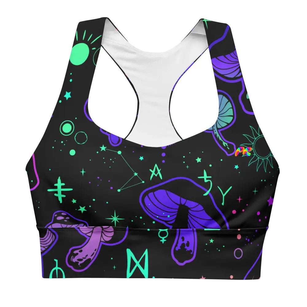 Mushroom Cult Rave Longline Sports Bra