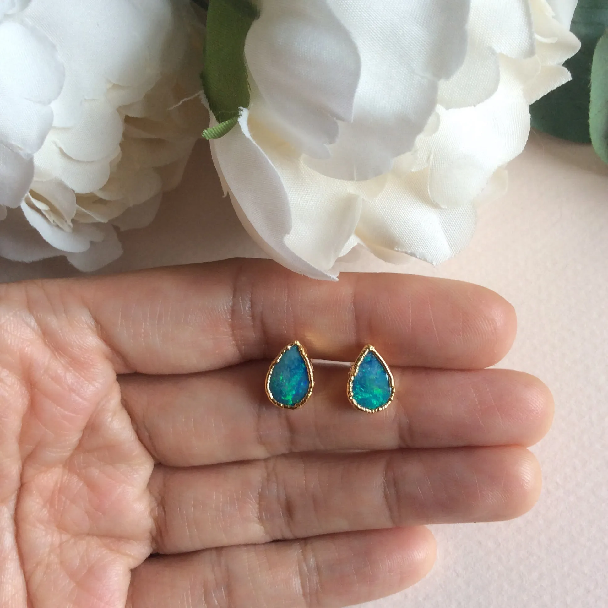 Natural opal stud earrings