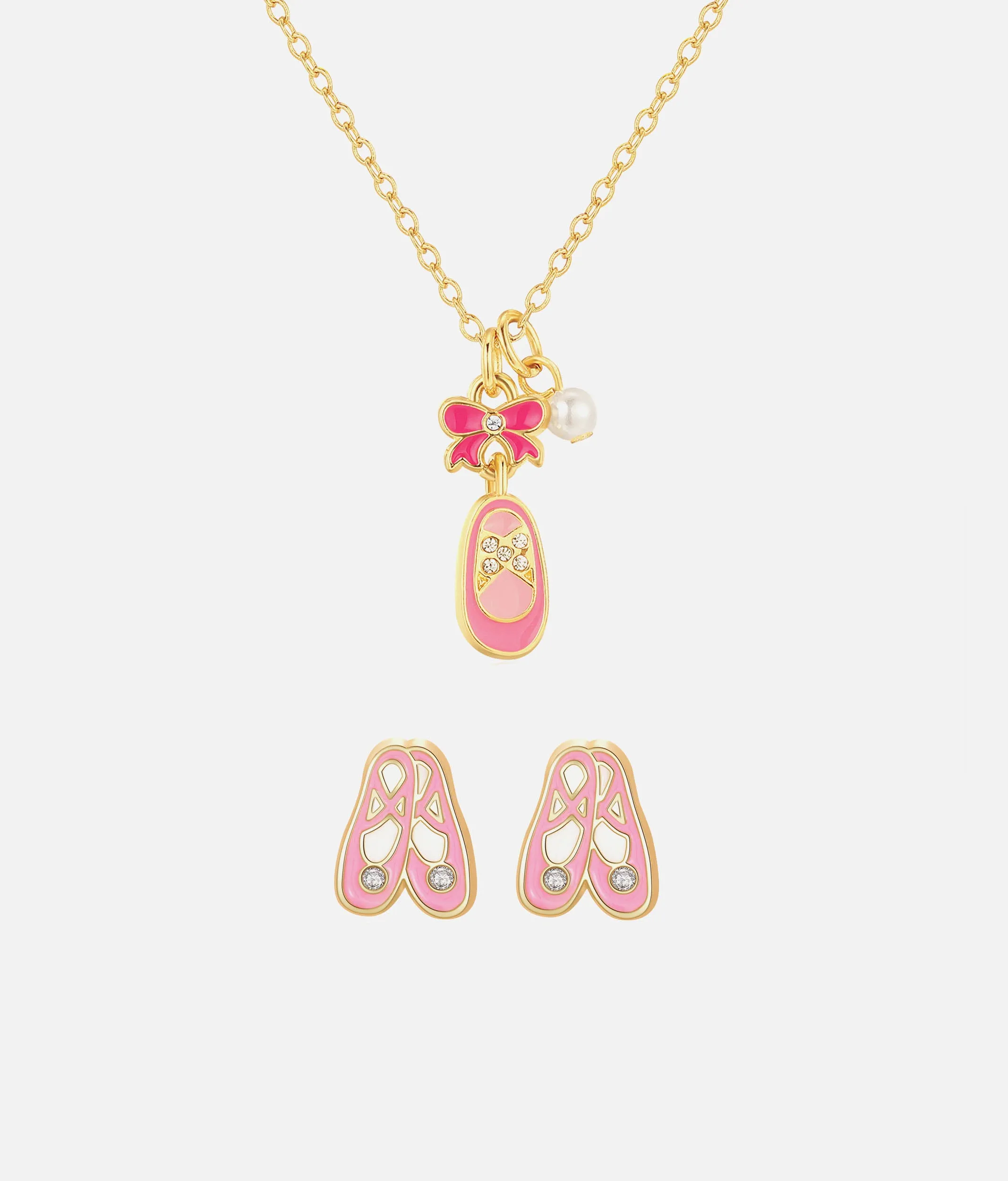 Necklace and Studs Gift Set, Ballet Shoes - Sweet Petite