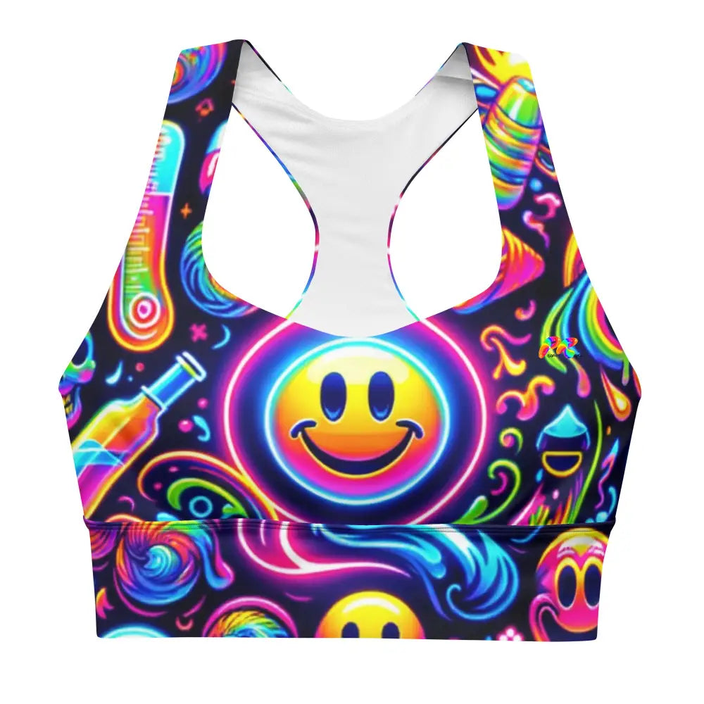 Neon Bliss Rave Longline Sports Bra