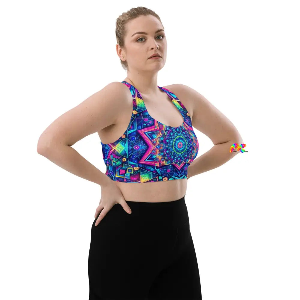 Neon Mandala Longline Rave Sports Bra