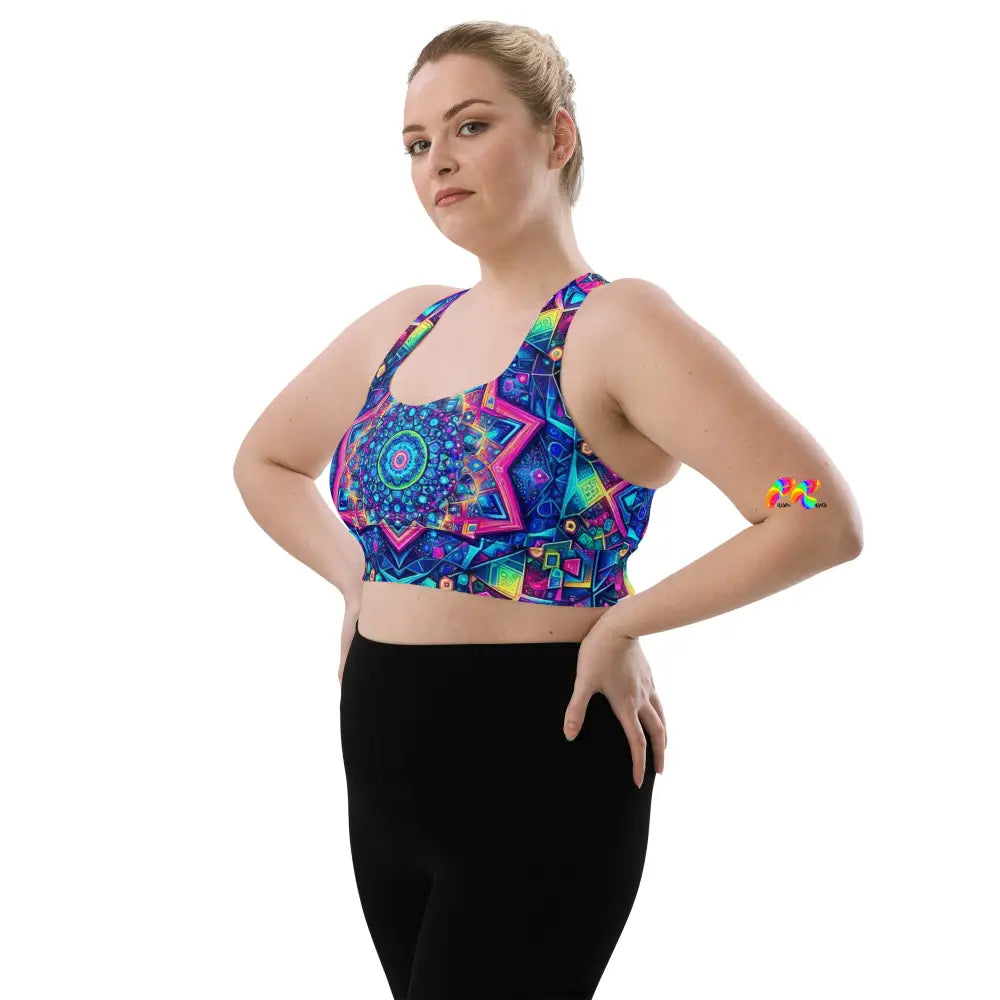 Neon Mandala Longline Rave Sports Bra