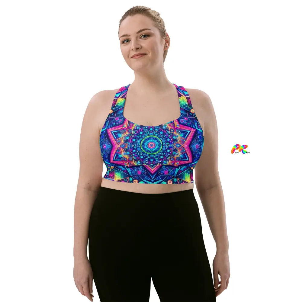 Neon Mandala Longline Rave Sports Bra