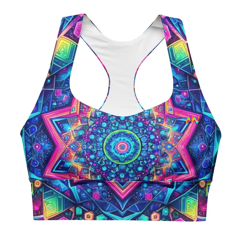 Neon Mandala Longline Rave Sports Bra