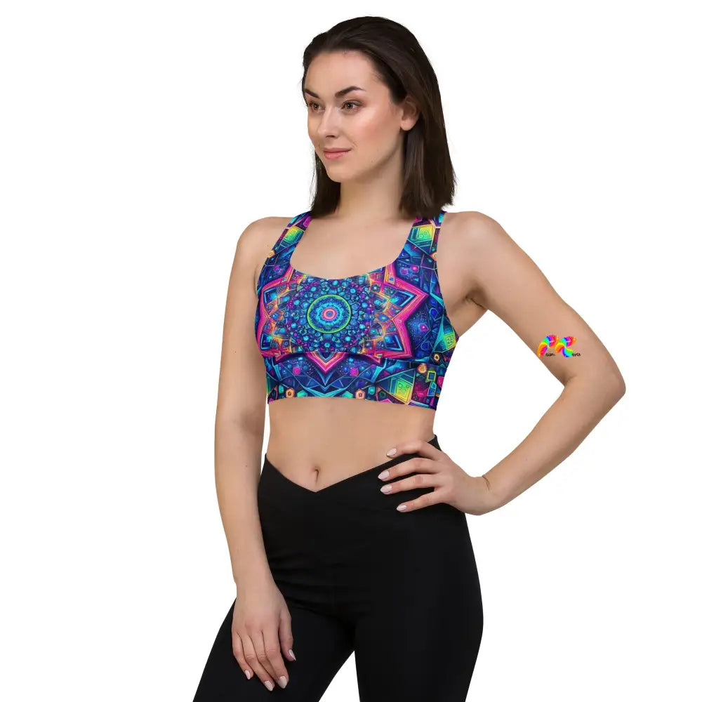 Neon Mandala Longline Rave Sports Bra