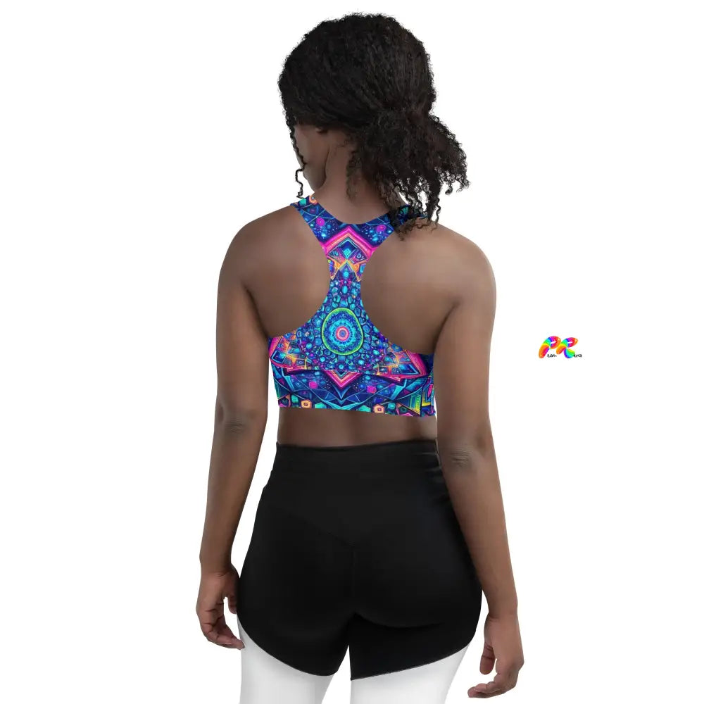 Neon Mandala Longline Rave Sports Bra