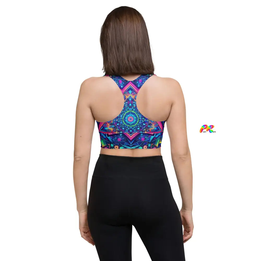 Neon Mandala Longline Rave Sports Bra