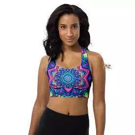 Neon Mandala Longline Rave Sports Bra