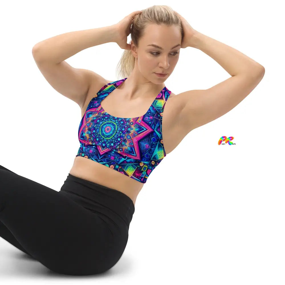 Neon Mandala Longline Rave Sports Bra