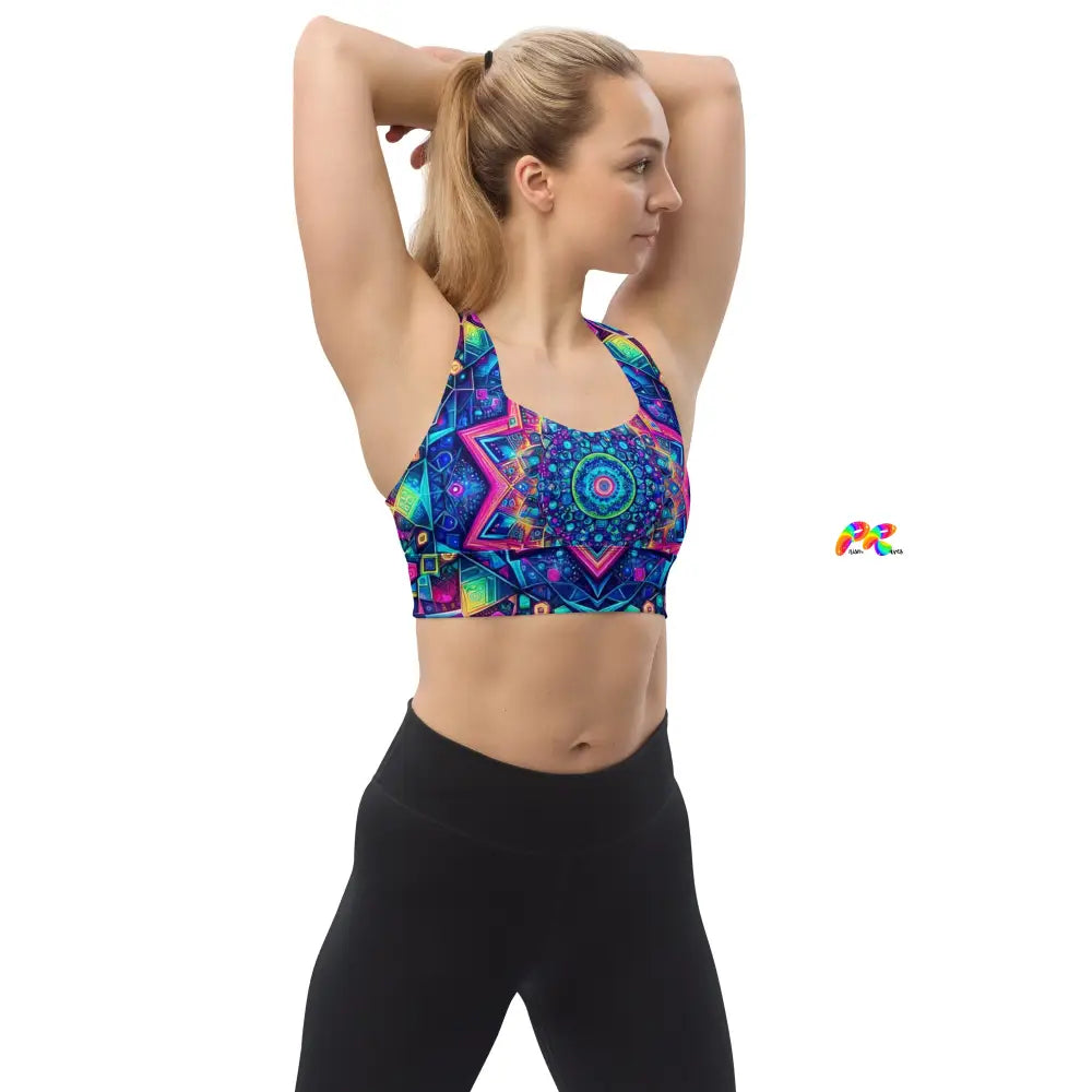 Neon Mandala Longline Rave Sports Bra