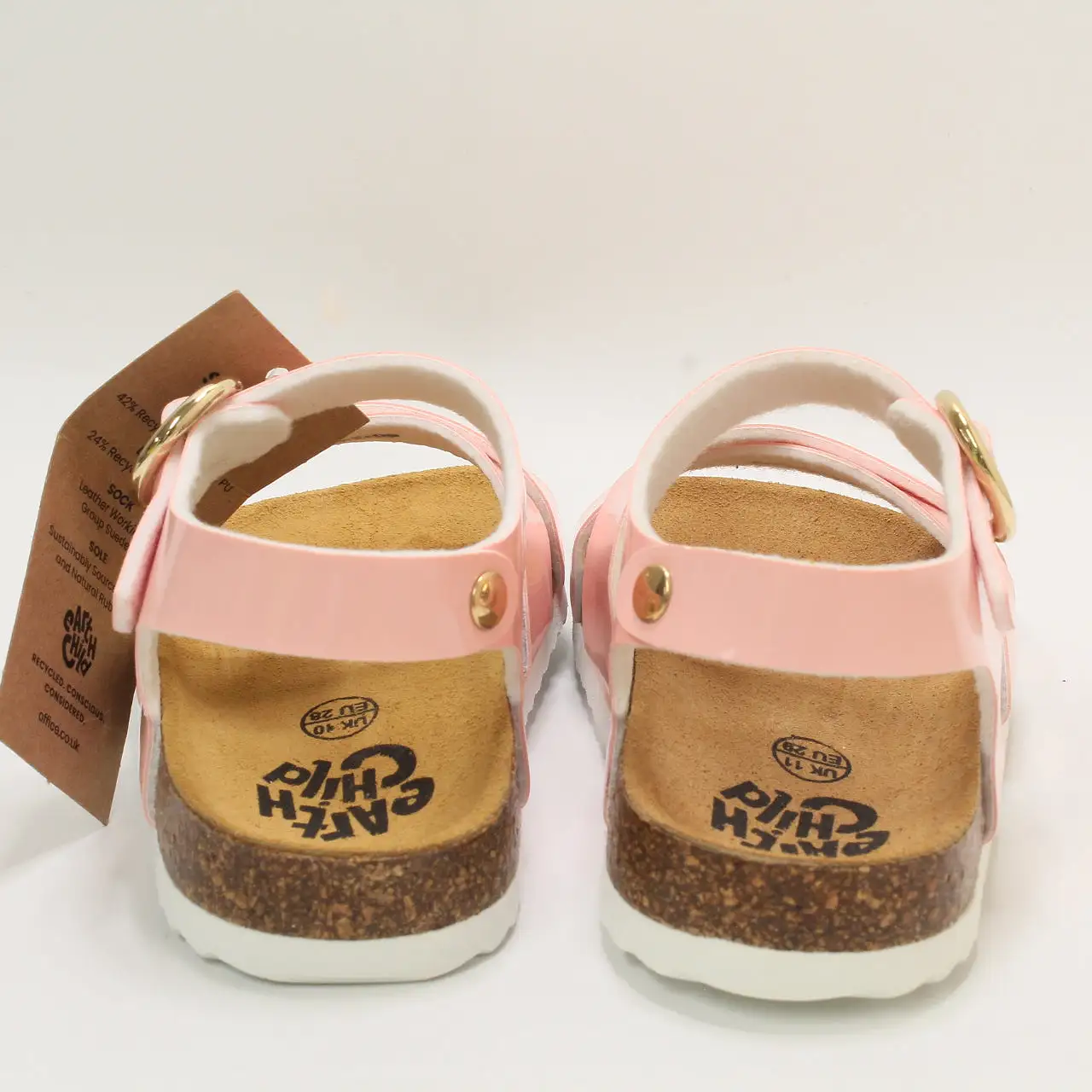 Odd Sizes - Kids Office Earthchild Sunny Junior Buckle Sandals Pink - UK Sizes Right 11 Junior/Left 10 Junior