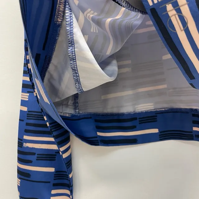 Oiselle Size S Women's Blue-Multi Stripe Zip Mock Neck Activewear Top