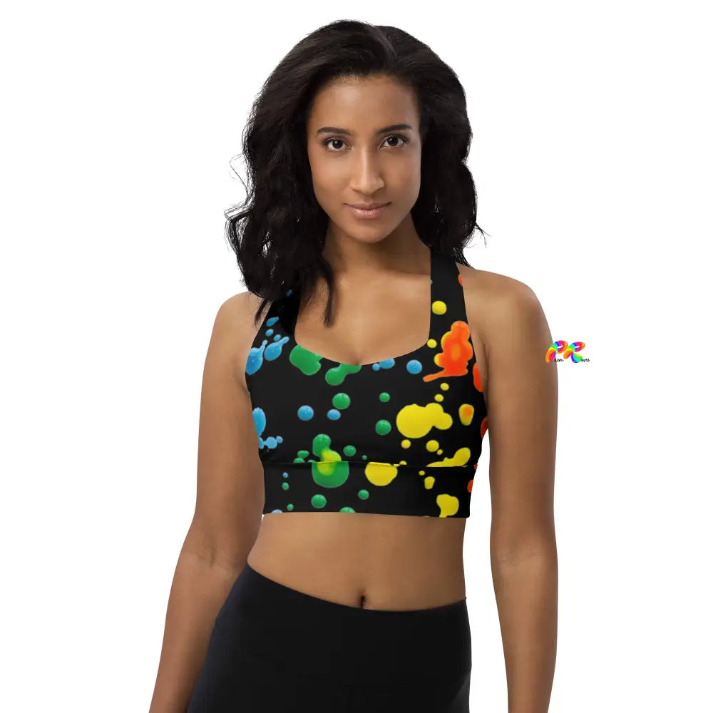 Paint Drops Longline Sports Bra